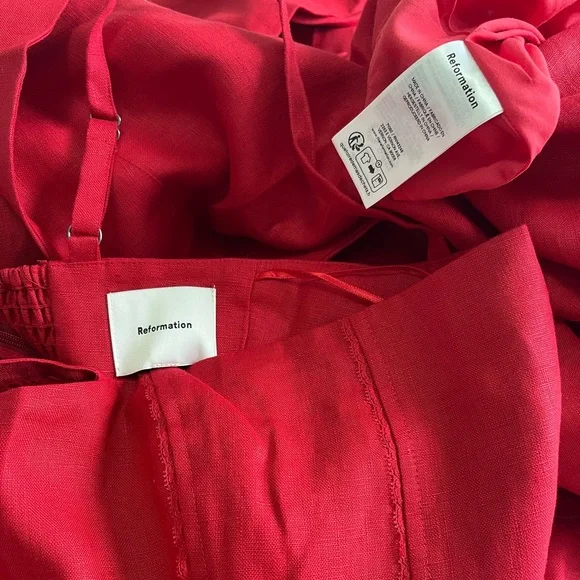 “💖Sale” Reformation Katarin Linen Dress - Lipstick - Picture 6 of 6